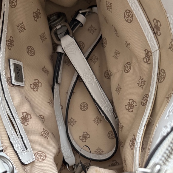 Guess White Embossed Satchel Bag - Picture 6 of 11